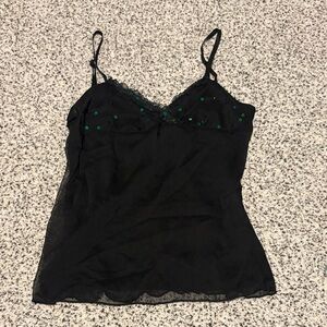 Y2K Black Mesh Cami with Sequins